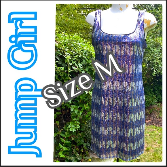 JUMP girl  Blue/Silver dress size M.  (T44) - Picture 1 of 17